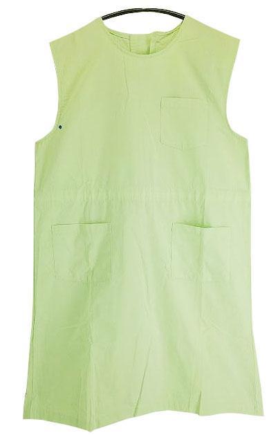 CH2323◇ 新品 訳あり エプロン 介護 予防衣 ラン型 ポケット3つ ロング丈 撥水加工 ウエストボタン調節 Lサイズ ミント グリーン拍卖