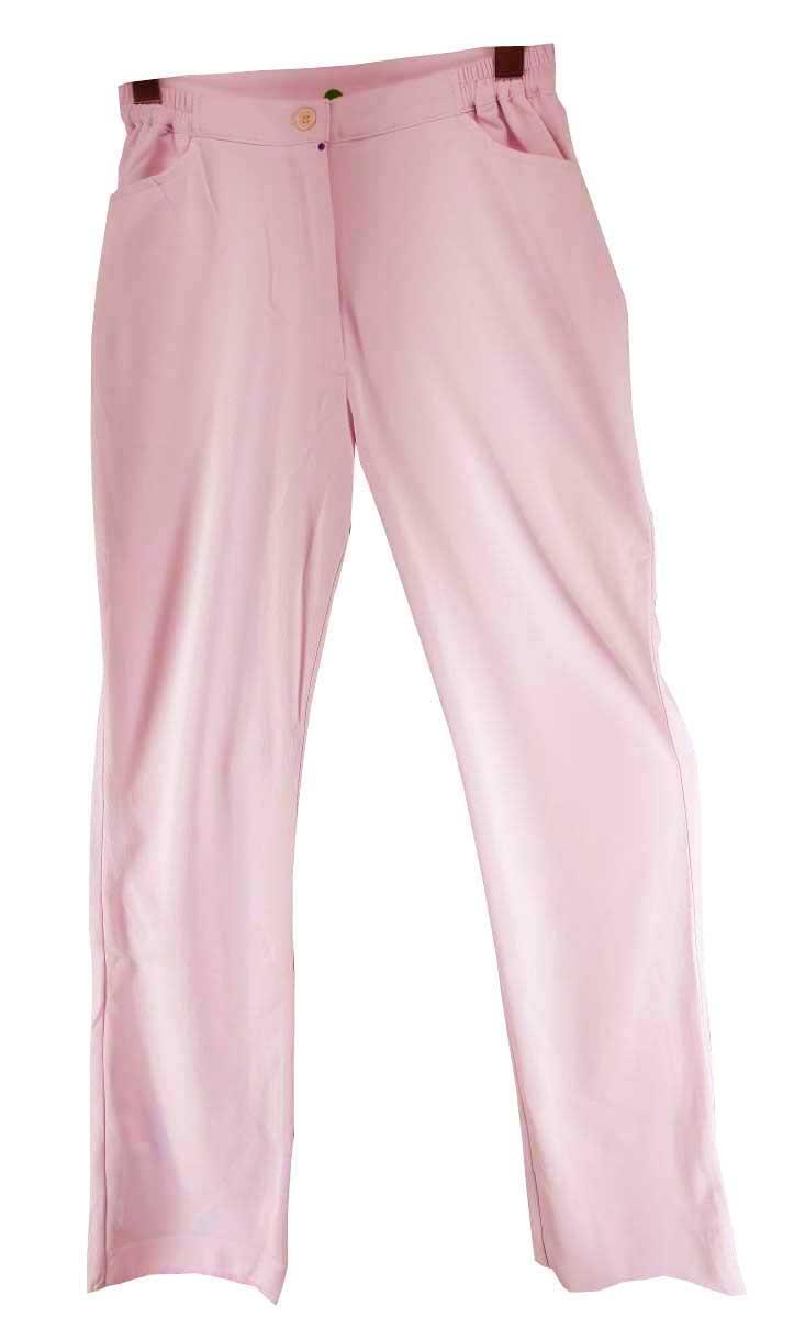 CH2502◇ 新品 訳あり ナース パンツ ウエストサイドゴム 前ボタン 前ファスナー 前ポケット2個 裾切りっぱなし Mサイズ ピンク 送料 510円拍卖