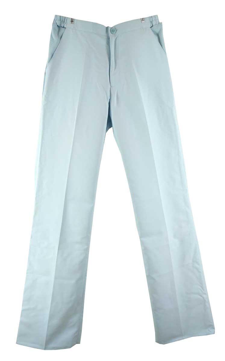 CH2461◇ 新品 訳あり ナースパンツ ウエストサイドゴム フロントボタン 前ファスナー 前ポケット2個 無地 Lサイズ サックス 送料 510円拍卖