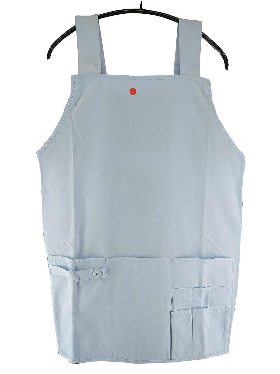 CH2528◆ 新品 訳あり かけ紐 ショート丈 9ポケット 多機能 エプロン ウエストボタン調節 替えボタン付 フリーサイズ サックス ブルー 拍卖