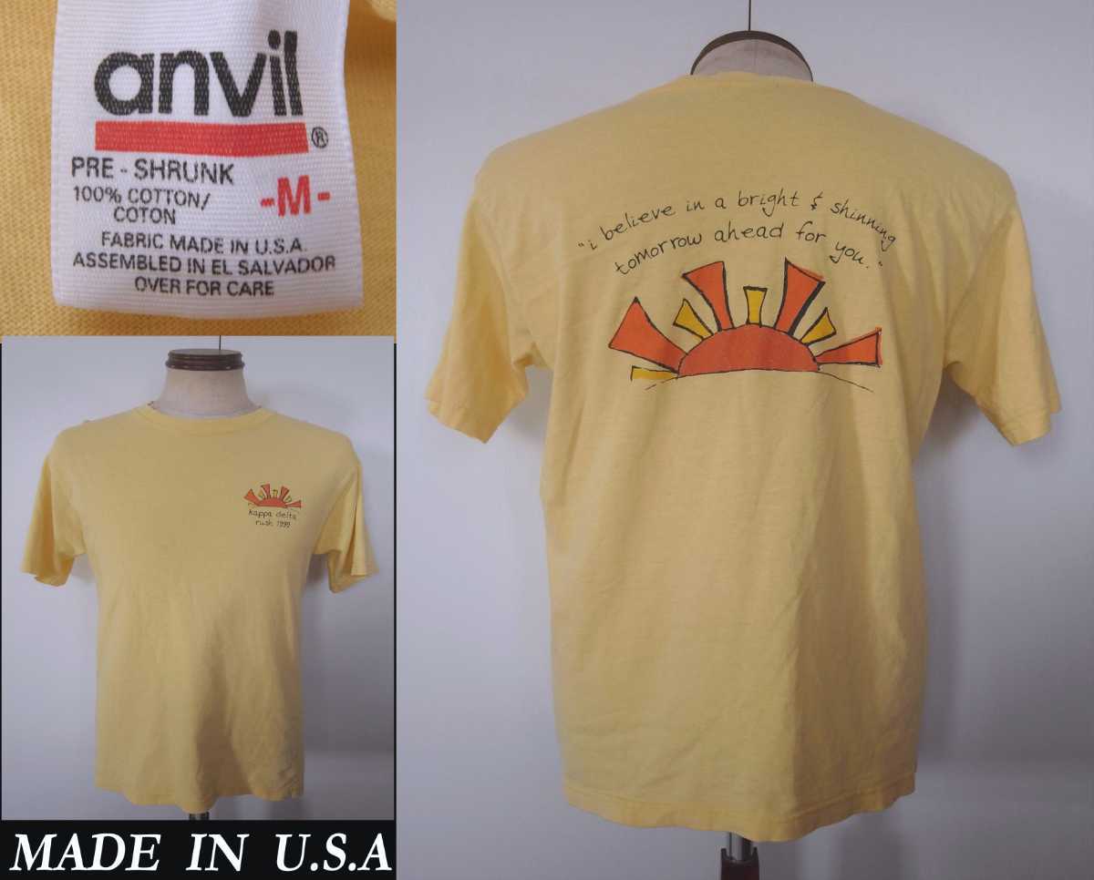ビンテージ anvil アンビル USA アメリカ製 kappa delta rushプリント Tee カレッジ VINTAGE ウエアハウス RRL マッコイズmodel ラッセル拍卖