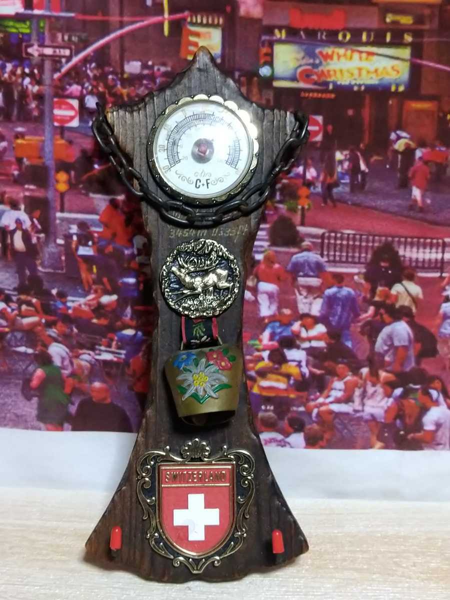 レア!スイス!ビンテージ!温度計!フック!インテリア!雑貨!木製!コレクショングッズ!物拍卖