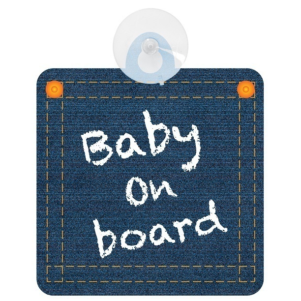 セーフティサイン カーサイン デニム柄 赤ちゃんが乗っています BABY ON BOARD タイプC 後方 吸盤 ハンドメイド 送料無料拍卖