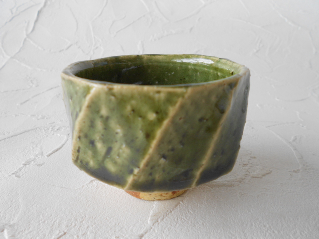 酒盃! 木村宜正 ☆織部面取ぐい呑☆ 新品 盃 杯 徳利 片口 京焼 ギフト拍卖