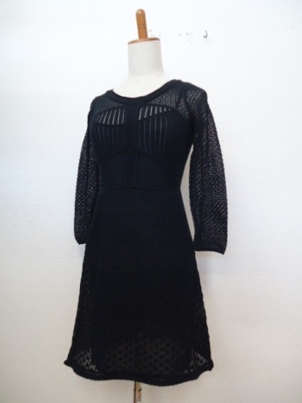 【KCM】eti-10-T2★新品★【ETINCELLE/エタンセル】レディース 長袖 ニットワンピース サイズ T2(M相当) ブラック拍卖