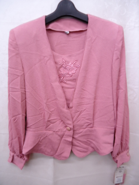 【KCM】har-486★未使用品★【Supple】レディース 肩パット付き 2WAY カジュアルジャケット ピンク系 サイズ 9AR拍卖