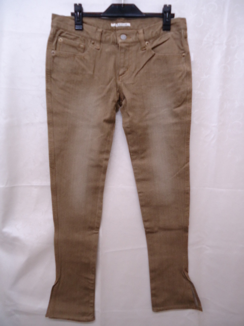 【KCM】sta-231★未使用品★【RESTIR】レディース 裾スリット ストレッチ デニムパンツ ブラウン系 サイズ 27-L拍卖