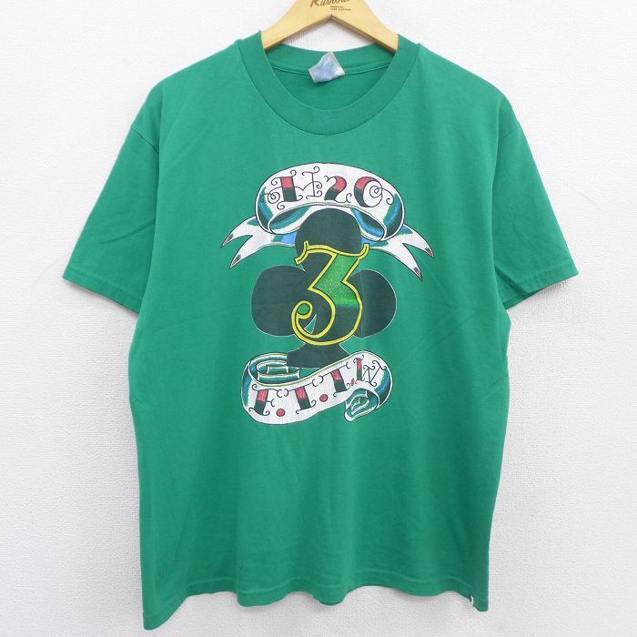 L/古着 ヘインズ 半袖 ビンテージ ロック バンド Tシャツ メンズ 90s H2O F.T.T.W クルーネック 緑 グリーン spe 22may17 中古拍卖
