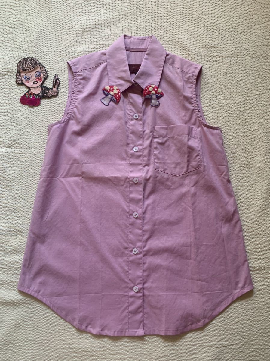 ★GARDEN FLYNOW III★きのこ柄ノースリーブシャツ・M拍卖