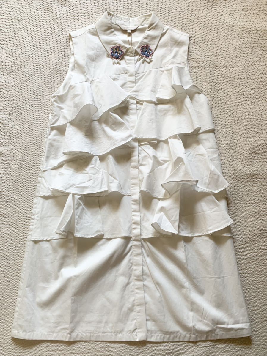 難あり★lyn around★フリルノースリーブシャツ・S拍卖