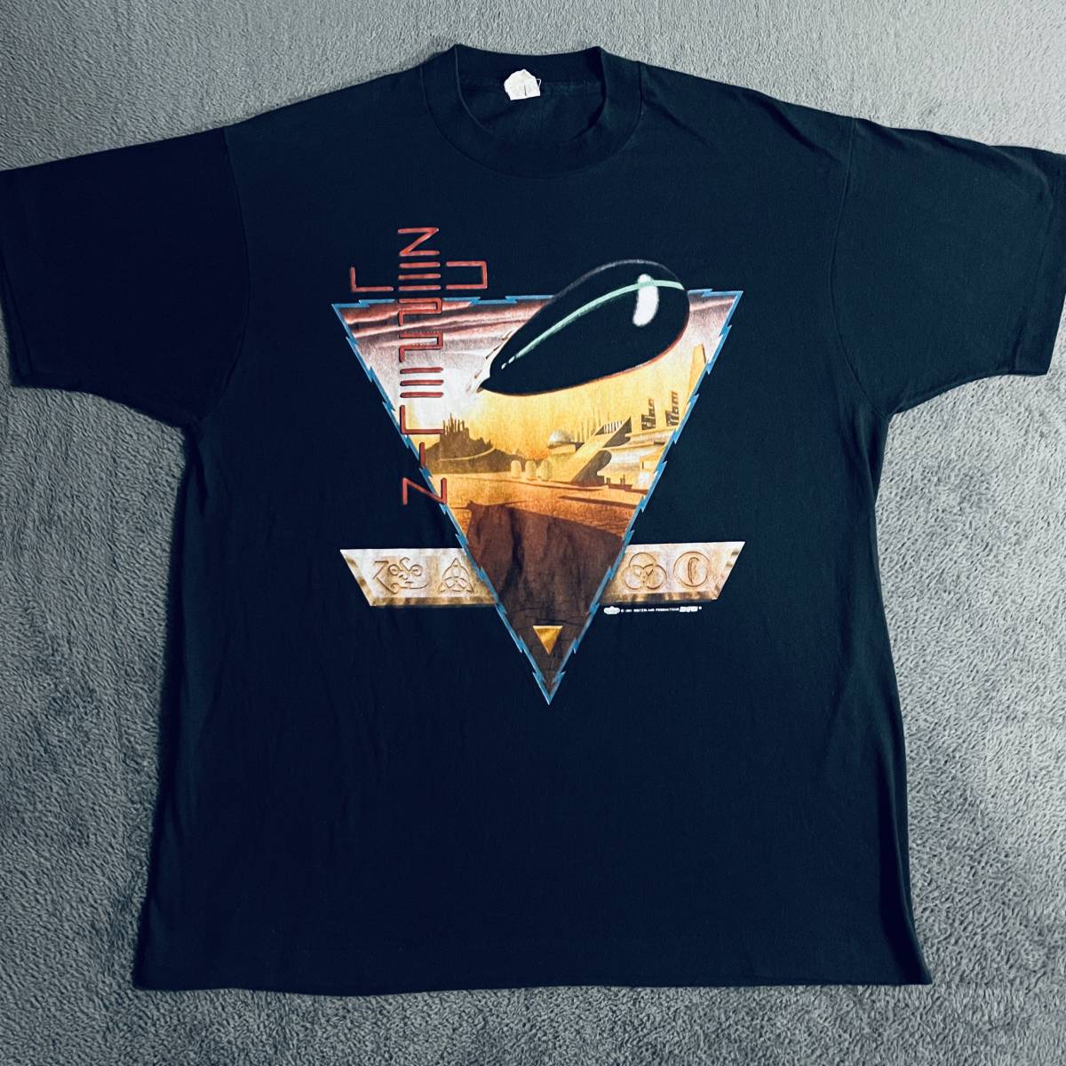 ★ 送料込み USA製 80's LED ZEPPELIN バンドT レッド ツェッペリン 前後プリント ヴィンテージ SCREEN STARS スクリーンスターズ XL ★拍卖