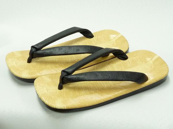 まゆの四季/新品/雪駄/セッタ/草履/ウレタン底/オ-ストリッチ型黒-LL拍卖