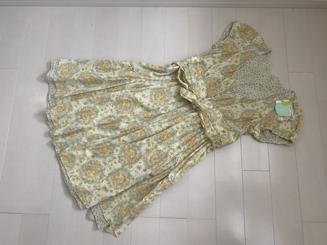 フランシュリッぺfranchelippeeスワン柄りぼんワンピース新品タグ付 インド綿ワンピース拍卖