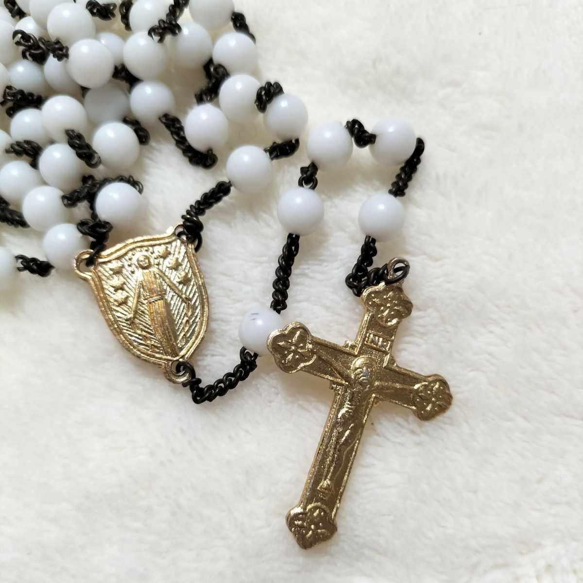 フランス ヴィンテージ ロザリオ お守り マリア キリスト 開運 十字架 ネックレス アクセサリー ファッション クリスマス ハロウィン拍卖