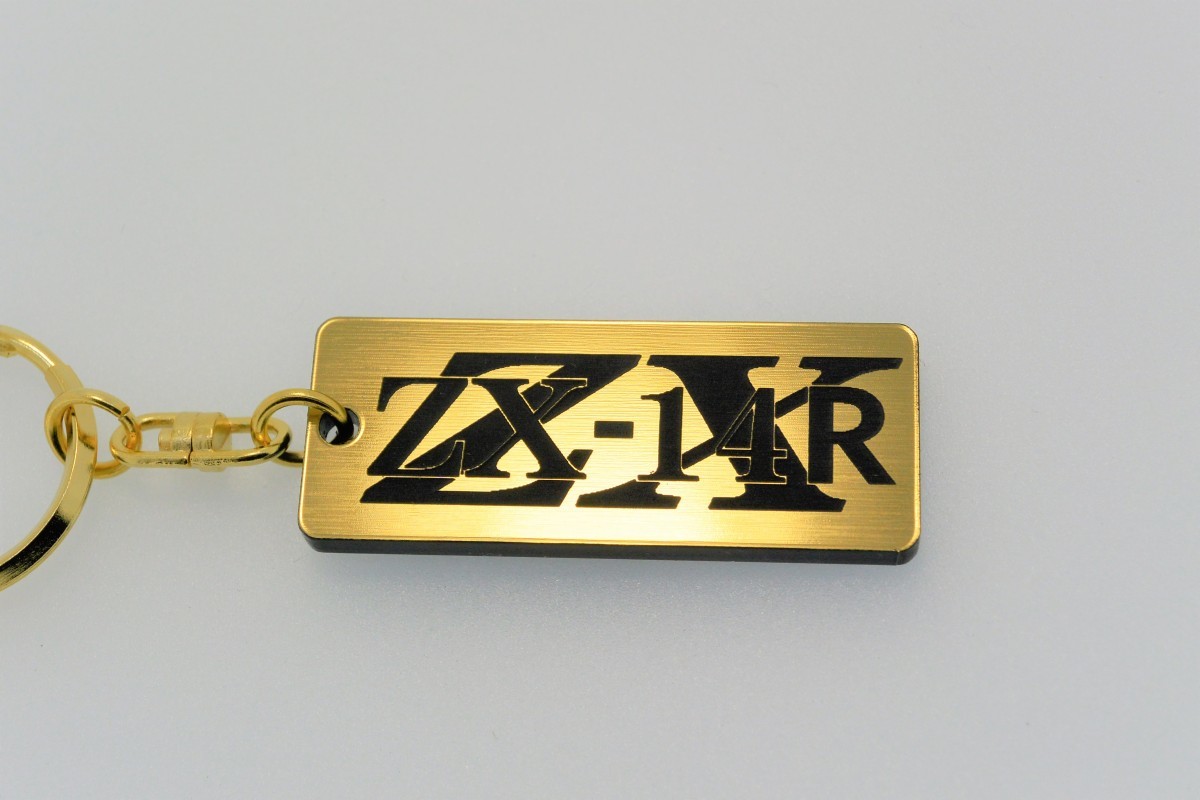 A-18-1 ZX-14R 2層アクリル製 金黒 2重リング キーホルダー ZX-14R カスタム パーツ拍卖