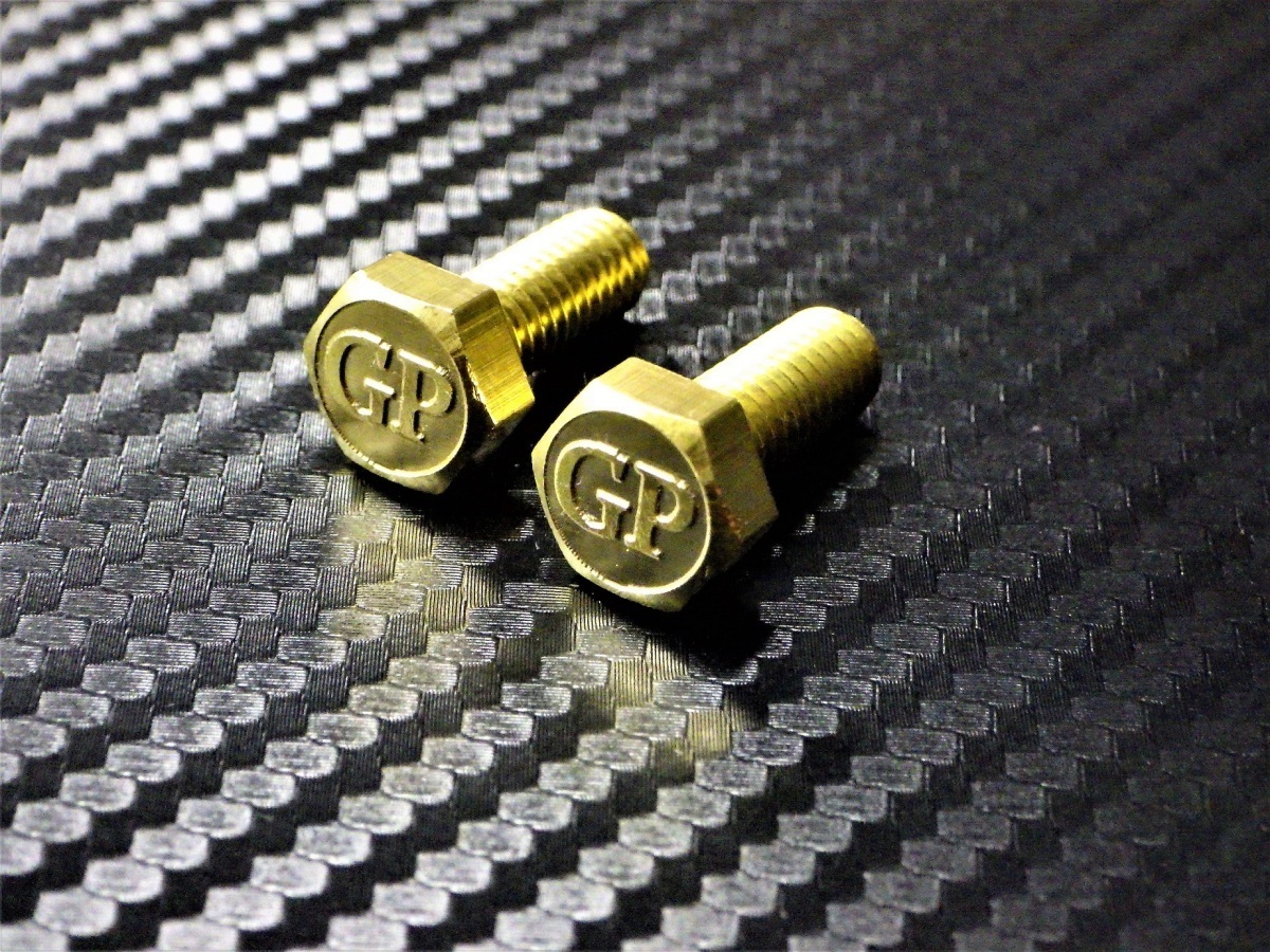 C-5 GP 浮き文字 真鍮製 M6×15 2本1セット ナンバーボルト GPZ400F GPZ250 GPZ750 GPZ1100 カスタム 等に拍卖
