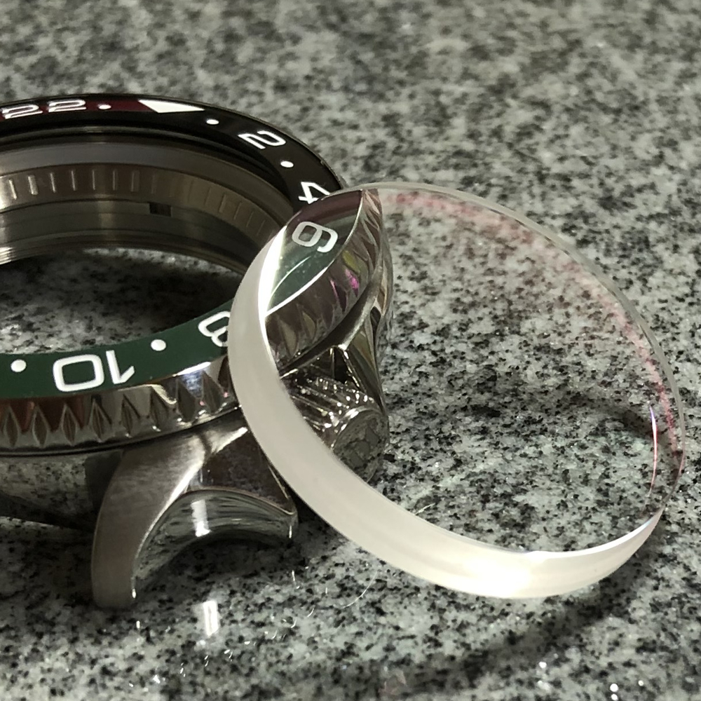 サファイアクリスタル ダブルドーム風防 無反射/レッドARコーティング ベベル エッジ あり G001-RED LEVEL7【SEIKO MOD カスタムパーツ】拍卖