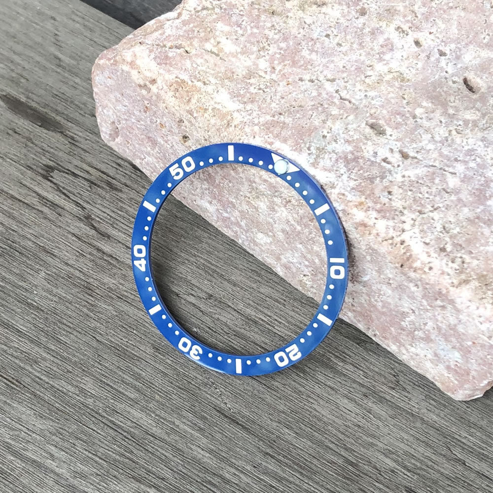 セラミック製 ベゼルインサート フラット型 ブルー 12H位置ルミナスドット LEVEL7【SEIKO MOD カスタムパーツ】拍卖