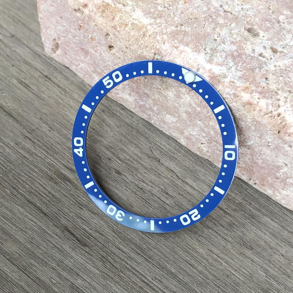 セラミック製 ルミナス ベゼルインサート フラット型 ネイビーブルー 12H位置ルミナスドット LEVEL7【SEIKO MOD カスタムパーツ】拍卖