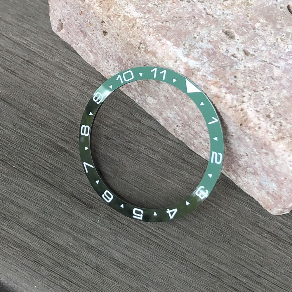 セラミック製 ルミナス ベゼルインサート フラット型 グリーン×ブラック LEVEL7【SEIKO MOD カスタムパーツ】拍卖