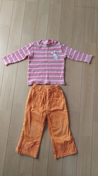 90サイズカジュアルセットアップ★【パーソンズキッズ★リブカットソー】&【長ズボン】拍卖