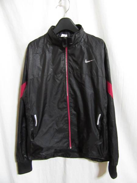 ☆☆送料無料☆☆NIKE☆ナイロンスポーツジャケット☆ウインドブレーカー☆黒ピンク☆L☆E7☆拍卖