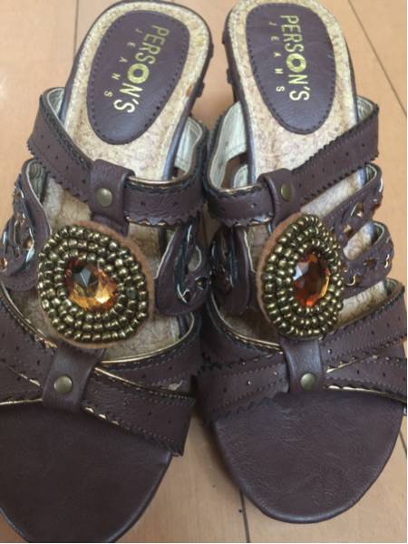*パーソンズ ジーンズ * 茶色のビーズのサンダル Lサイズ拍卖