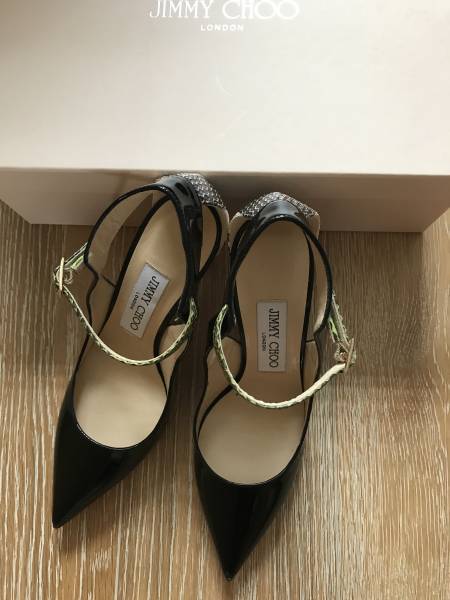 ■ JIMMY CHOO ジミーチュウ パンプス パテント パイソン アンクルストラップ 新品 ■拍卖