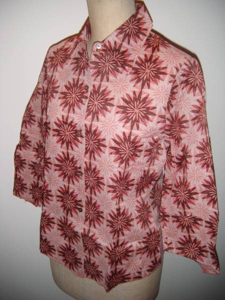 ■美品■バナナリパブリックプリント長袖カットソー(XS、赤茶系)拍卖