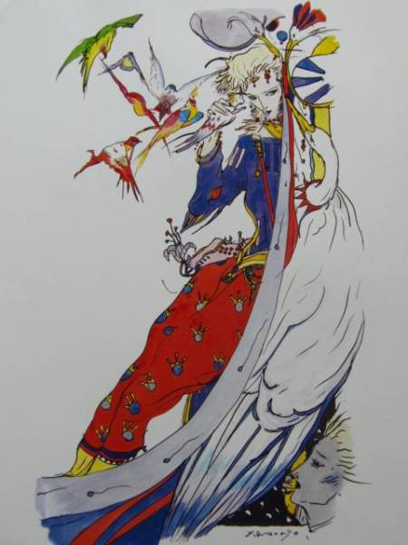 天野 喜孝、MESSAGE、card name: PAGE of WANDS、タロットカード図版、希少な画集より、新品額装付、状態良好、mai拍卖