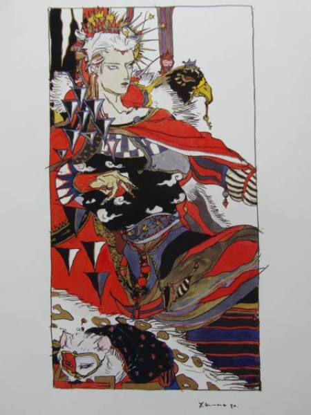 天野 喜孝、RULER、card name:IV, THE EMPEROR、タロットカード図版、希少な画集より、新品額装付、状態良好、mai拍卖