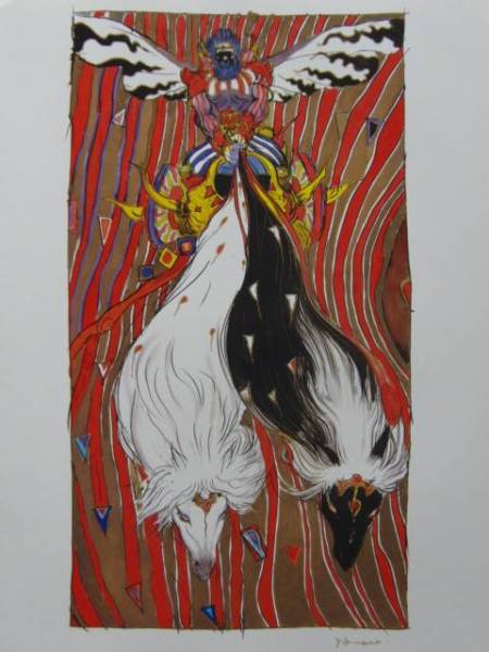 天野 喜孝、FIGHT!、card name: VII, THE CHARIOT、タロットカード図版、希少な画集より、新品額装付、状態良好、mai拍卖