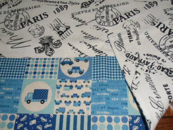 No.124 大判裏付ランチョンマット&巾着 ハンドメイド 40x60 男の子拍卖