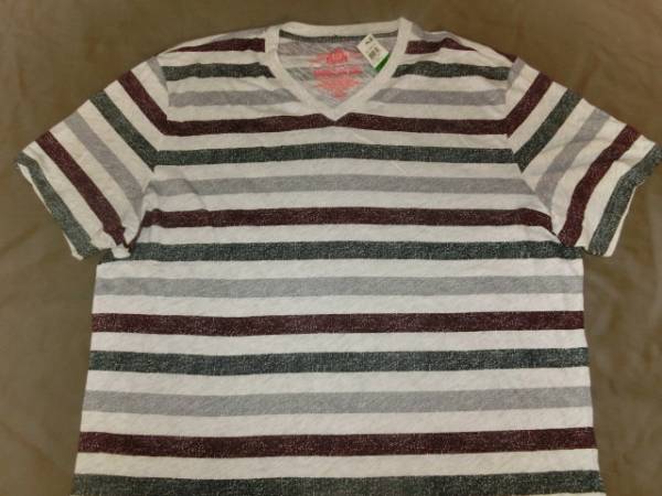 USA購入 アメリカンラグシー【AMERICAN RAG CIE】ボーダー柄VネックTシャツ US Lサイズ拍卖