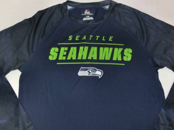 USA購入 マジェスティック【Majestic】社製 NFL【SEATTLE SEAHAWKS】機能素材【COOLBASE】ロングT US XL拍卖
