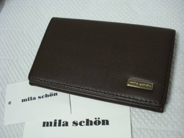 ☆ミラショーン 名刺入れ☆こげ茶 チョコ 牛革 カードケース拍卖