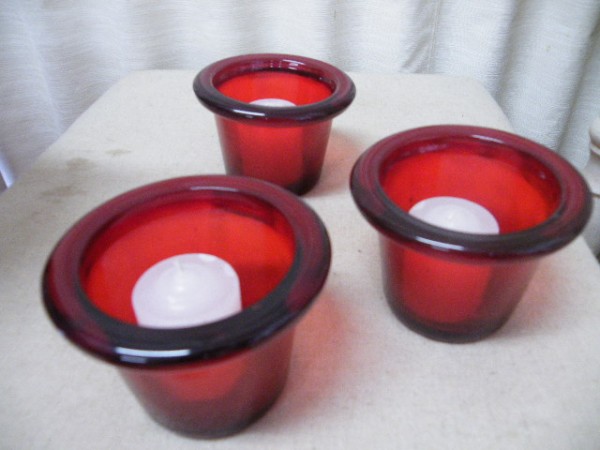 ライトハウス ★ 真っ赤なガラス キャンドル付き6個 ガーデニング拍卖