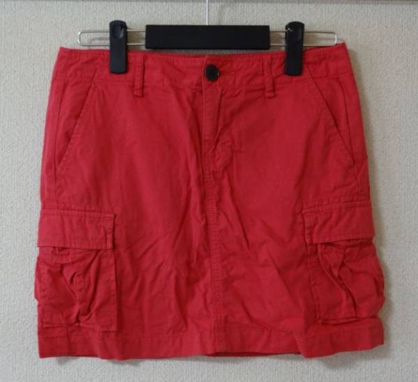 ユニクロ スカート ミニスカート 赤 レッド ウエスト61 綿100% 可愛い ymdnrk n0523拍卖