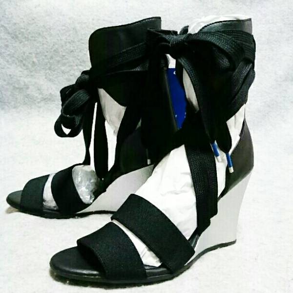 未使用/adidas/アディダス/天然皮革/MESOA.WEDGE/サンダル/24.0cm/black×silvar③拍卖