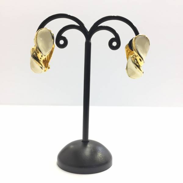 【イヤリング】約2.5×1cm ゴールド クリーム色 ツイスト ねじねじ 上品な色合い 金色拍卖