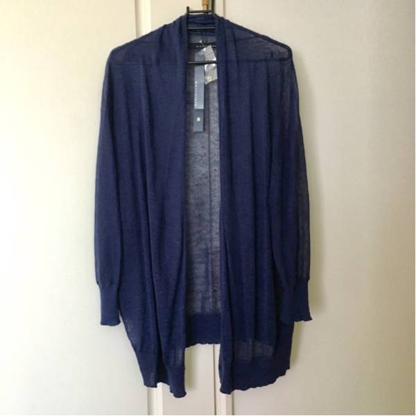 新品*マルティニーク*ネイビーブルー2WAY麻素材カーディガン*カシュクール拍卖