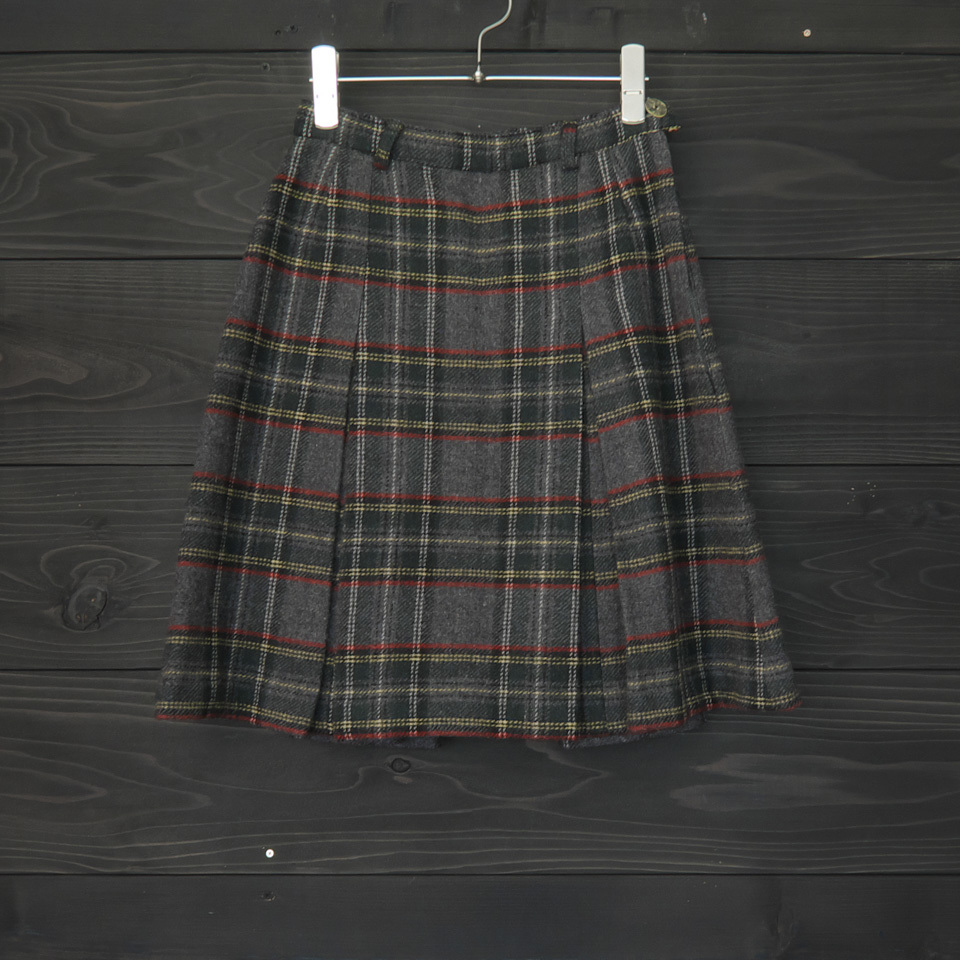 60's ウールボックスプリーツスカート USA製 グレー Mサイズ相当拍卖