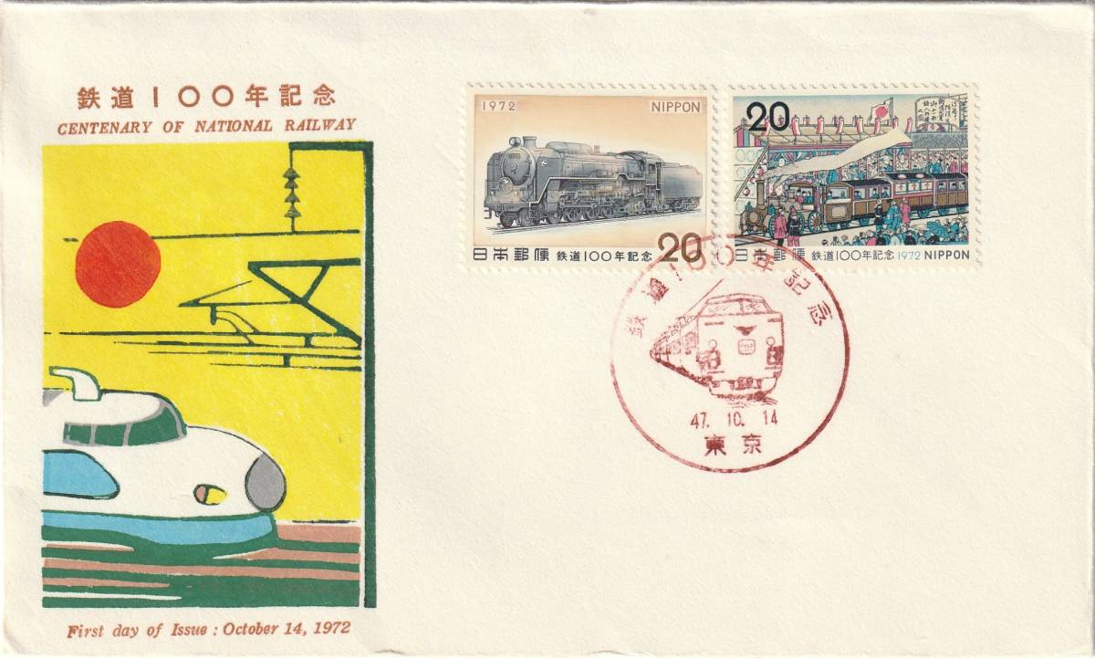 FDC 1972年 鉄道100年記念  20円2貼  PEBA拍卖