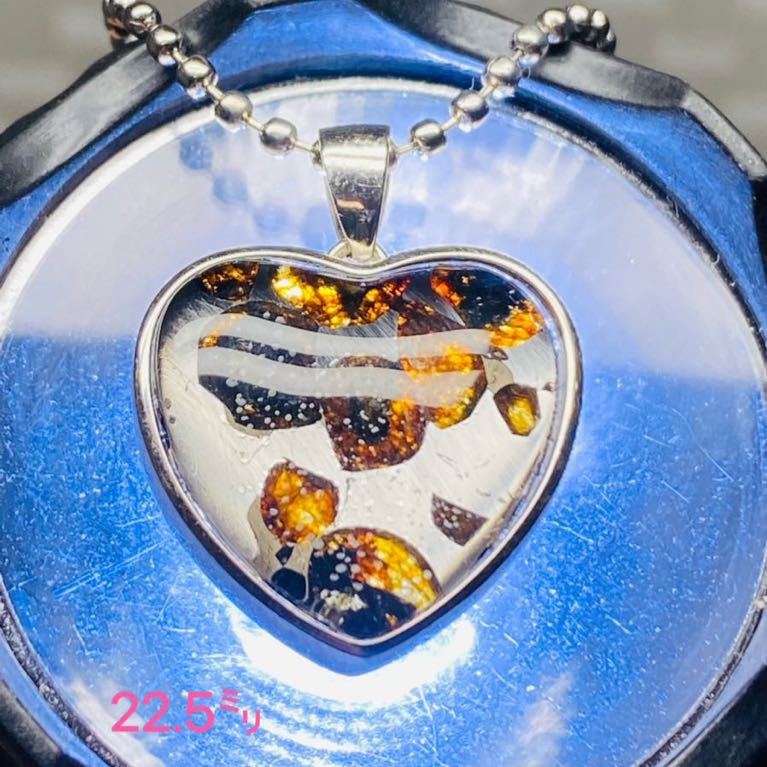 パラサイト隕石 両面ハート型 22.5㍉ セリコ隕石 おしゃれ ネックレス 高品質 石鉄隕石 仕事運 隕石拍卖