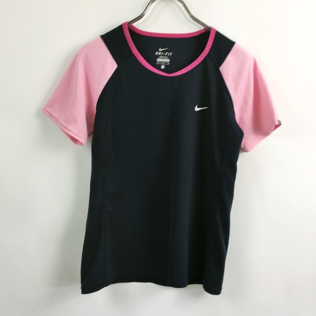 NIKE/ナイキ 半袖Tシャツ スポーツウェア ドライフィット ネイビー 紺 サイズM レディース フィットネス筋トレダイエット拍卖