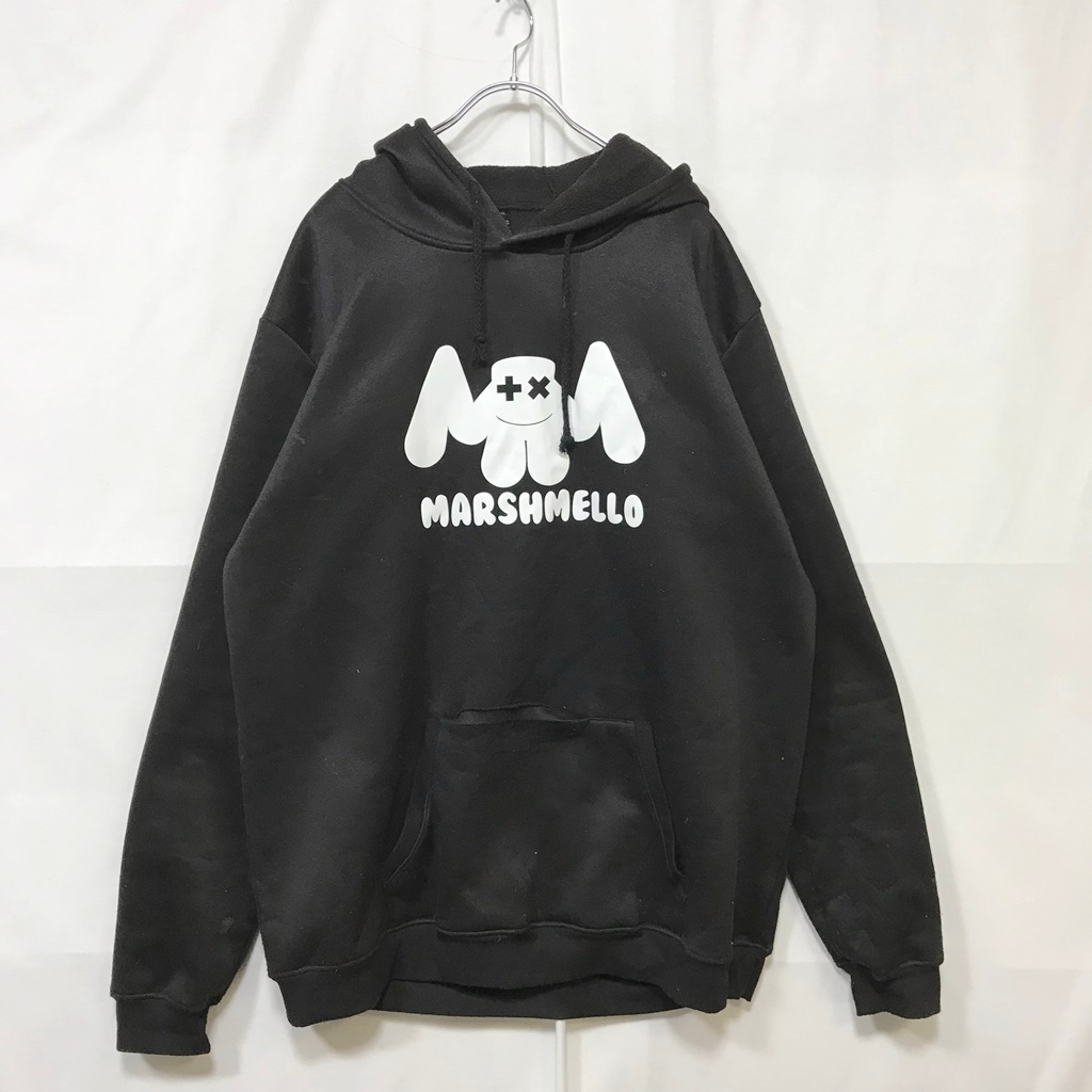 marshmello/マシュメロ 長袖 プルオーバーパーカー フード付き ブラック 黒 ホワイト サイズ4XLメンズ拍卖
