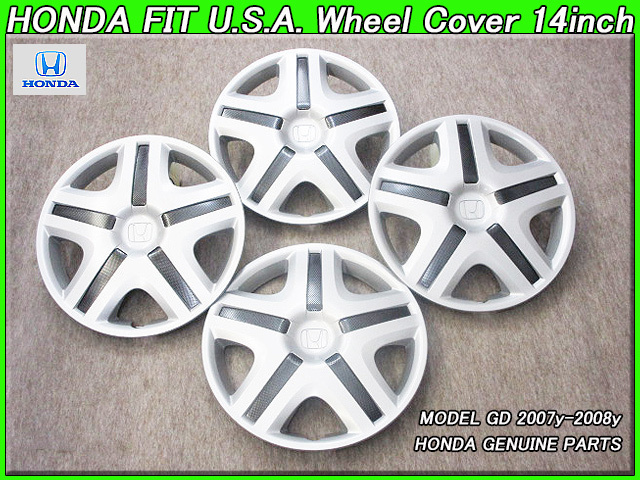 フィットGD【HONDA】ホンダFIT純正USホイールカバー14インチ×4枚/USDM北米仕様5本スポークタイプ米国USAホイールキャップ海外アメリカ拍卖