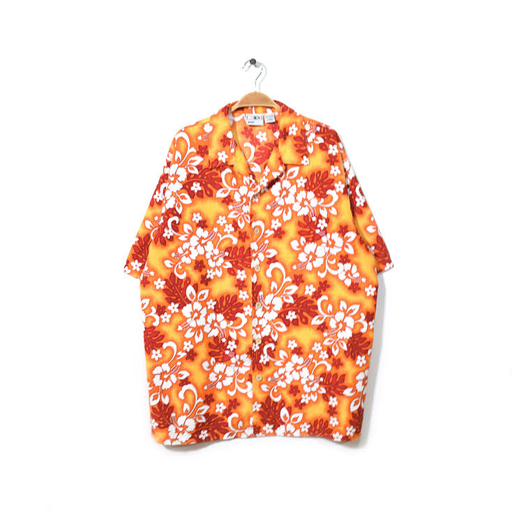 【送料無料】USA古着 ポリエステル 開襟 アロハシャツ 総柄 メンズXL 大きいサイズ オープンカラー ハワイアンシャツ アメカジ 古着 CB0760拍卖