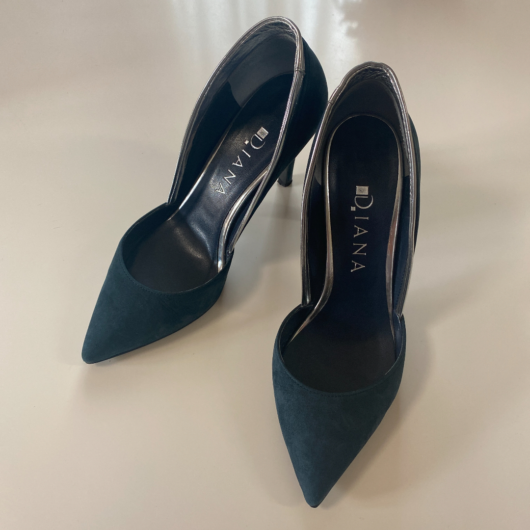 【美品】ダイアナ DIANA スエード レザー ハイヒールパンプス ダークグリーン系 サイズ22センチ ヒール約8.5センチ拍卖