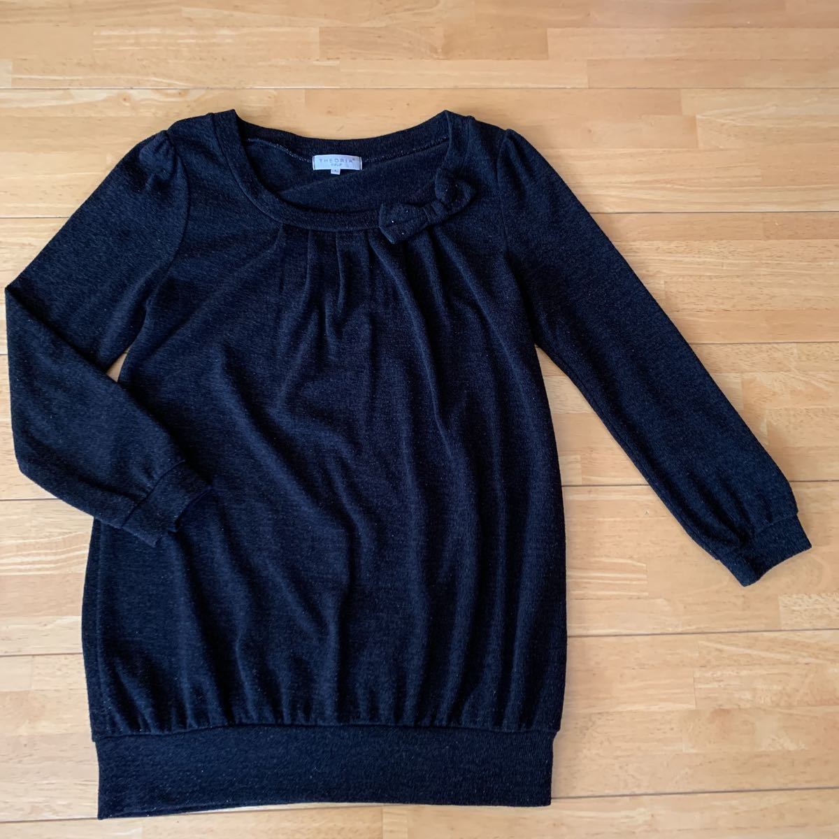 THEORIA しまむら ニット ブラック 薄手 長袖 上着 トップス ポリエステル95% ポリウレタン5% レディース サイズ L 中古品 美品 送料無料拍卖